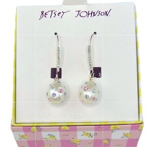Betsey Johnson - ‘Pink & Blue Egg’ dangle earrings. NWT Firm!
